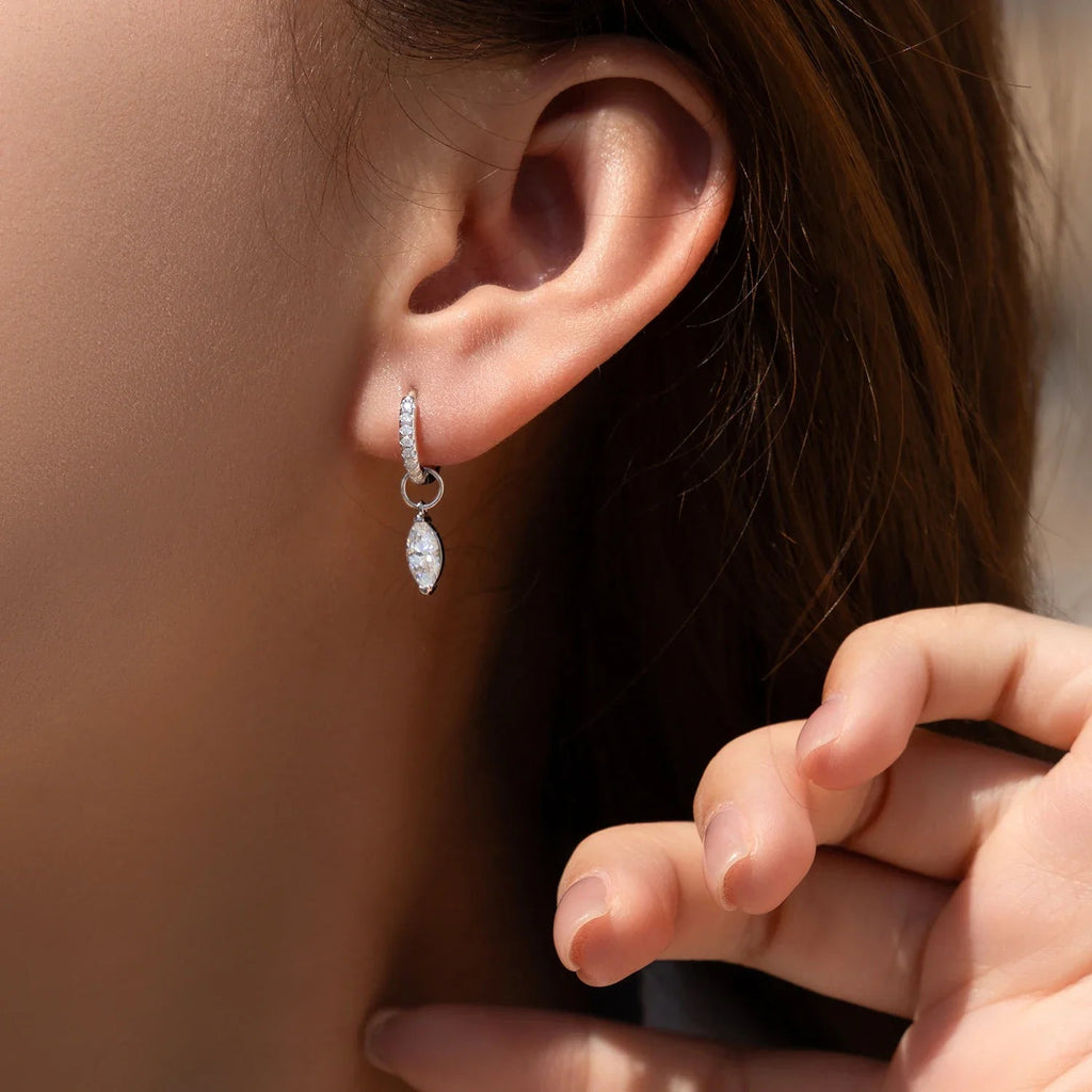 Moissanite 925 Sterling Silver Geometric Hoop Earrings For Women Fine Jewelry BandsCo Straps
