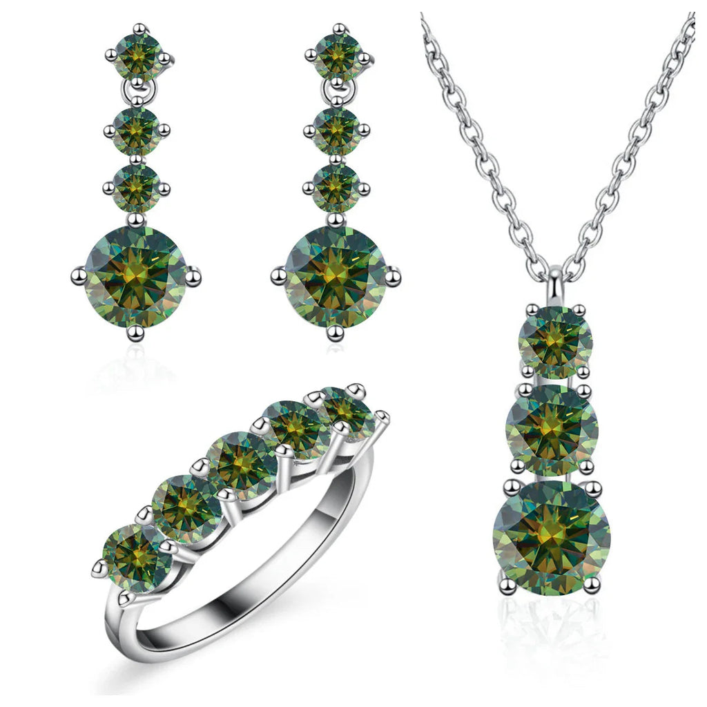 Moissanite 925 Sterling Silver Jewelry Set - Ring Earring Pendant Gift BandsCo Straps