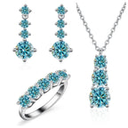 Moissanite 925 Sterling Silver Jewelry Set - Ring Earring Pendant Gift BandsCo Straps