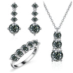 Moissanite 925 Sterling Silver Jewelry Set - Ring Earring Pendant Gift BandsCo Straps