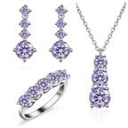 Moissanite 925 Sterling Silver Jewelry Set - Ring Earring Pendant Gift BandsCo Straps