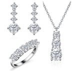 Moissanite 925 Sterling Silver Jewelry Set - Ring Earring Pendant Gift BandsCo Straps