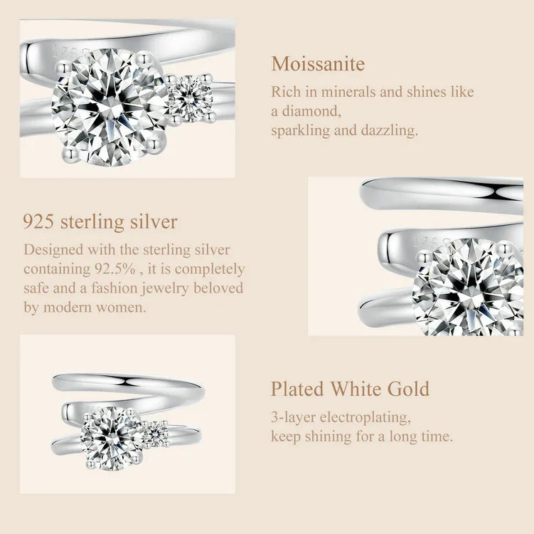 Moissanite Double Layer Clip Earring S925 Sterling Silver Mother's Day Gift BandsCo Straps