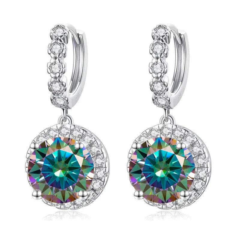 Moissanite 925 Sterling Silver Round D Color Drop Earrings Valentine's Gift BandsCo Straps