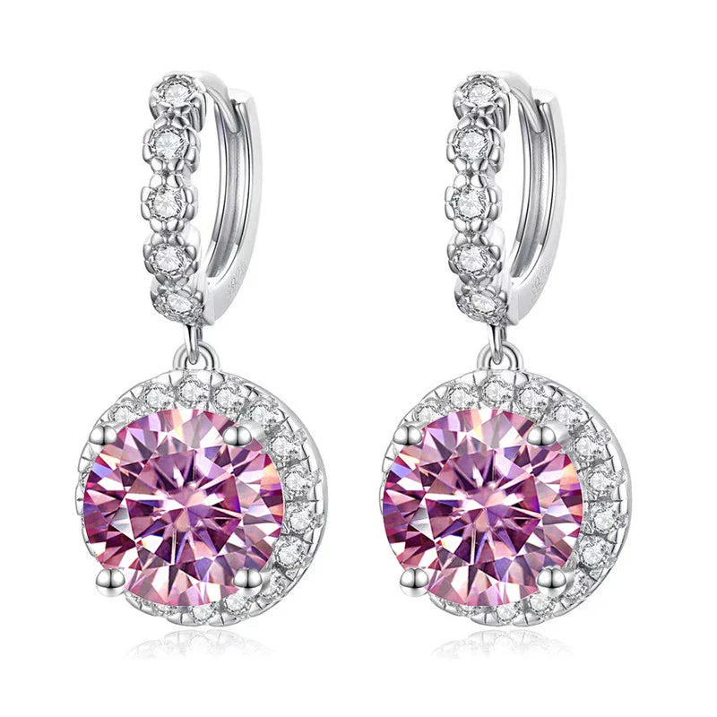 Moissanite 925 Sterling Silver Round D Color Drop Earrings Valentine's Gift BandsCo Straps