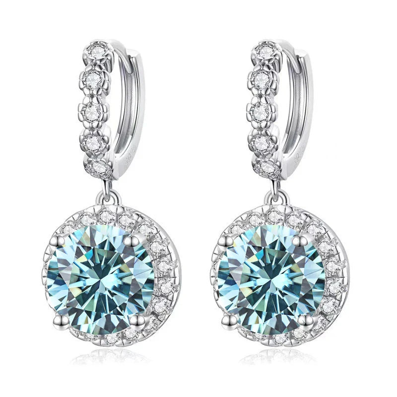 Moissanite 925 Sterling Silver Round D Color Drop Earrings Valentine's Gift BandsCo Straps
