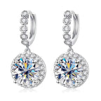 Moissanite 925 Sterling Silver Round D Color Drop Earrings Valentine's Gift BandsCo Straps