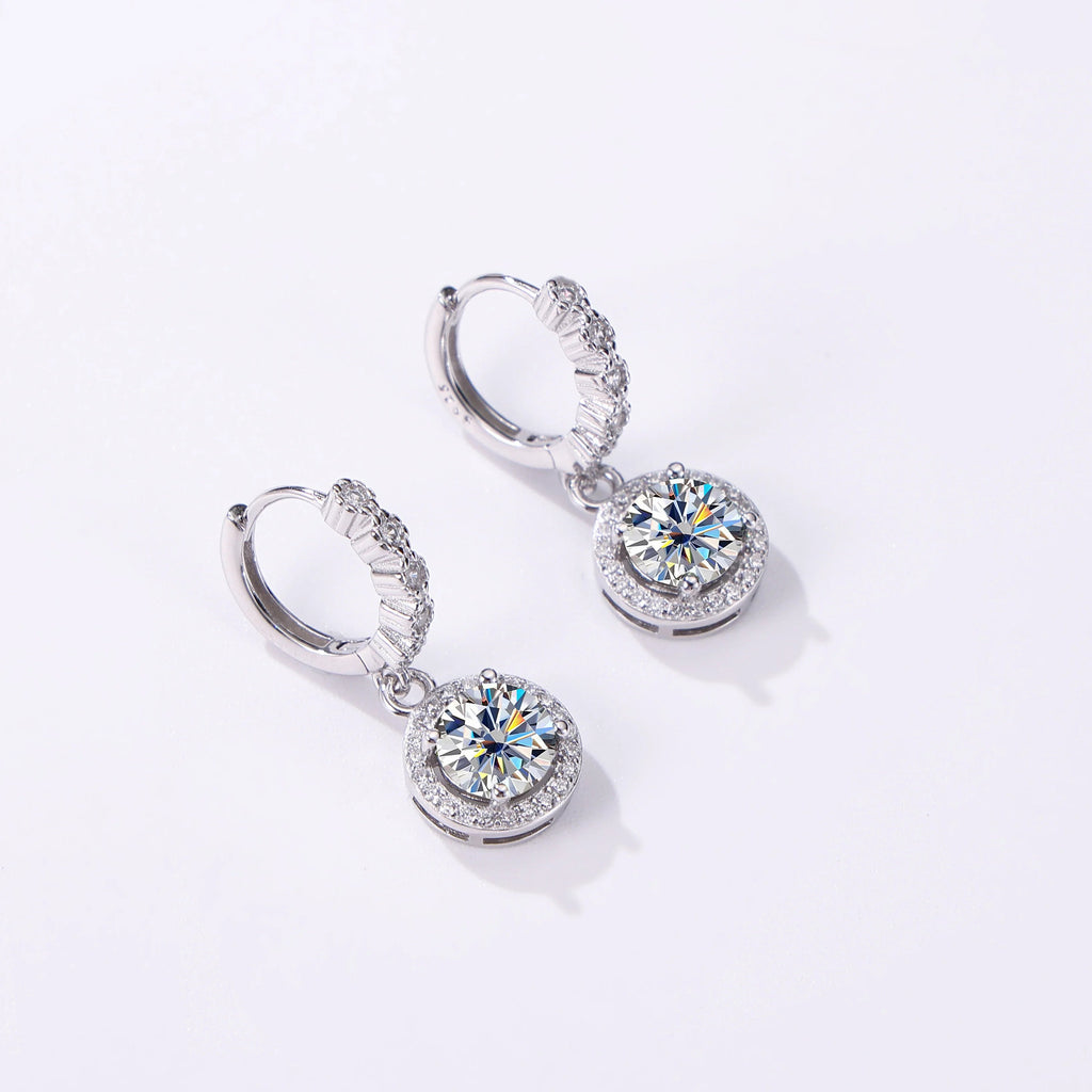 Moissanite 925 Sterling Silver Round D Color Drop Earrings Valentine's Gift BandsCo Straps