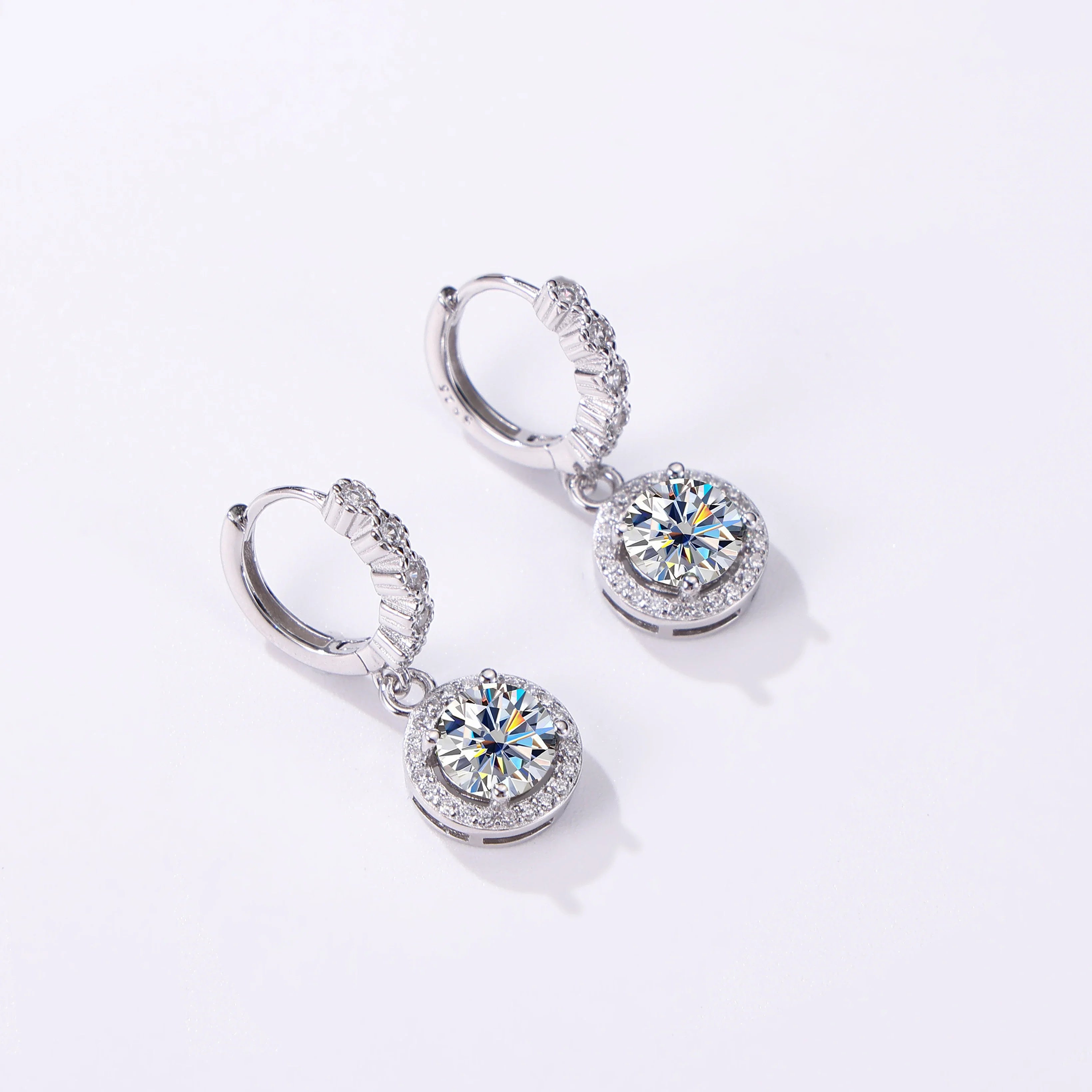 Moissanite 925 Sterling Silver Round D Color Drop Earrings Valentine's Gift BandsCo Straps