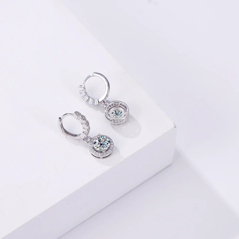Moissanite 925 Sterling Silver Round D Color Drop Earrings Valentine's Gift BandsCo Straps