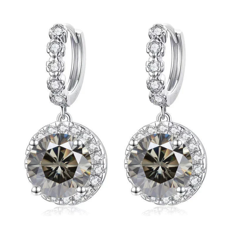 Moissanite 925 Sterling Silver Round D Color Drop Earrings Valentine's Gift BandsCo Straps