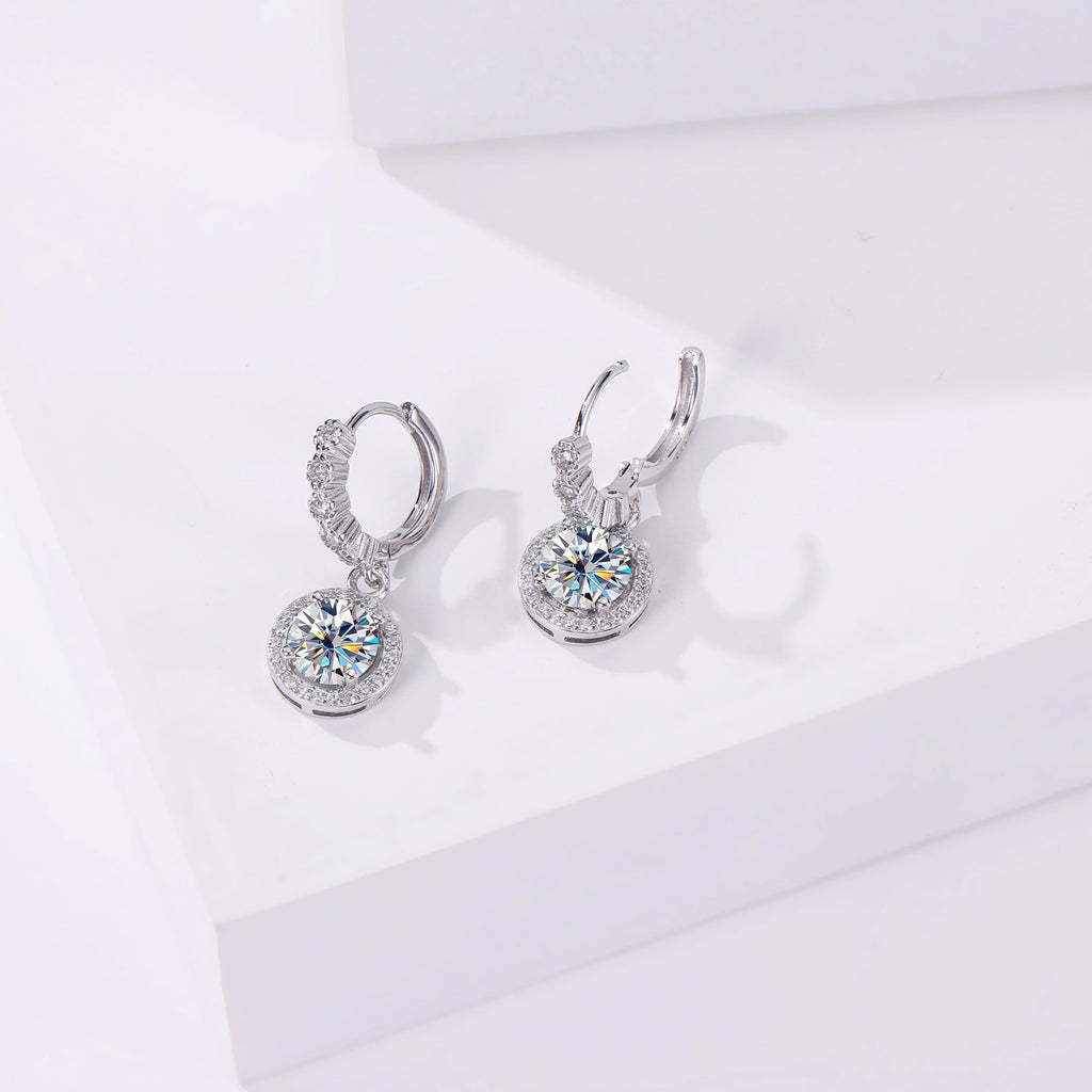 Moissanite 925 Sterling Silver Round D Color Drop Earrings Valentine's Gift BandsCo Straps