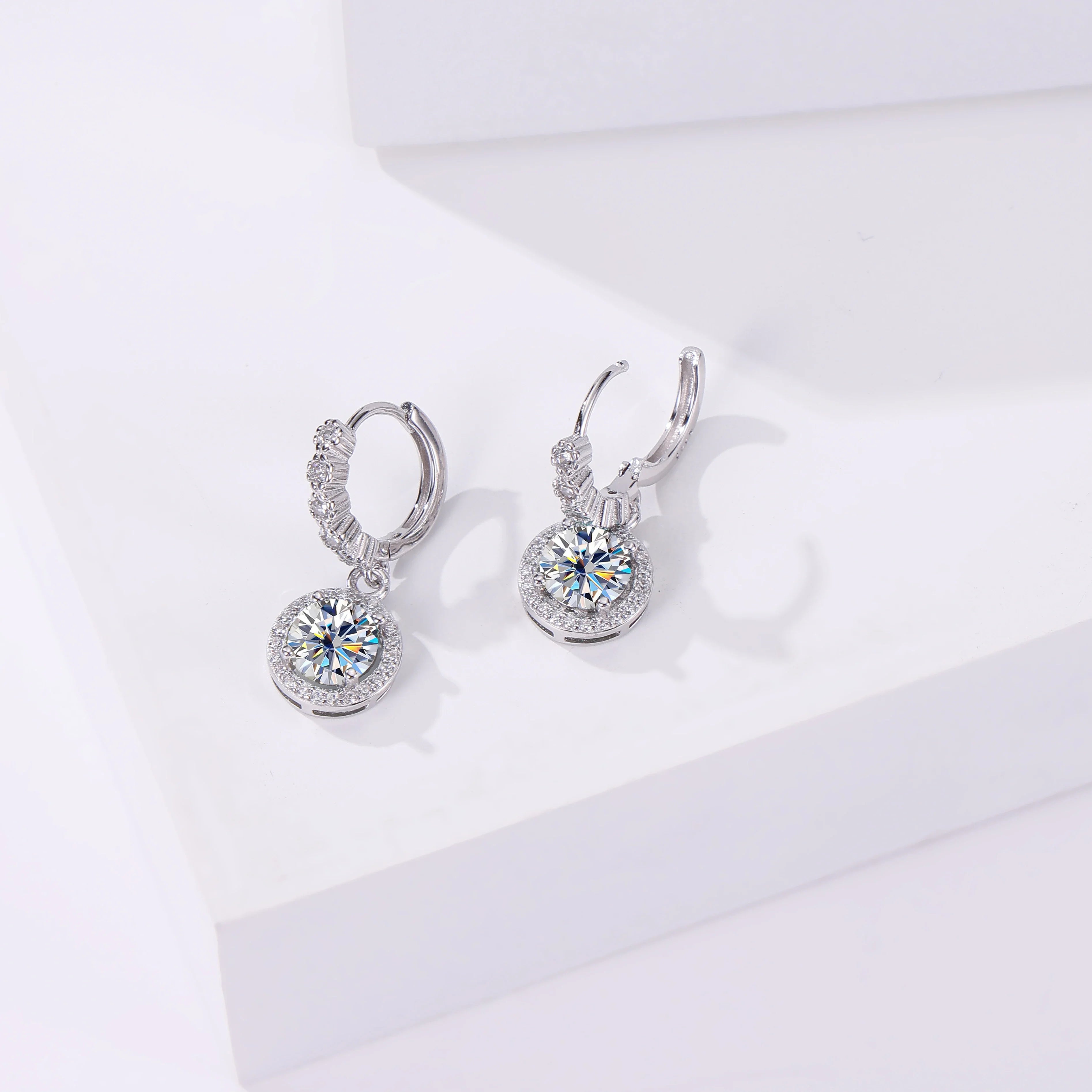 Moissanite 925 Sterling Silver Round D Color Drop Earrings Valentine's Gift BandsCo Straps