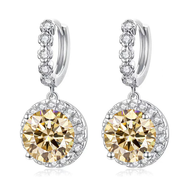 Moissanite 925 Sterling Silver Round D Color Drop Earrings Valentine's Gift BandsCo Straps