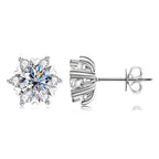 Moissanite 925 Sterling Silver Snowflake Stud Earrings 1CT VVS1 Certificate BandsCo Straps