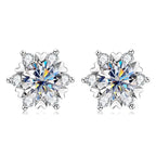 Moissanite 925 Sterling Silver Snowflake Stud Earrings 1CT VVS1 Certificate BandsCo Straps