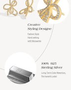 Moissanite Bow Knot Stud Earrings 925 Sterling Silver Sparkling Engagement BandsCo Straps
