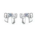 Moissanite Bowknot Stud Earrings S925 Silver Clip-On Wedding Engagement Gift BandsCo Straps