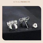 Moissanite Bowknot Stud Earrings S925 Silver Clip-On Wedding Engagement Gift BandsCo Straps