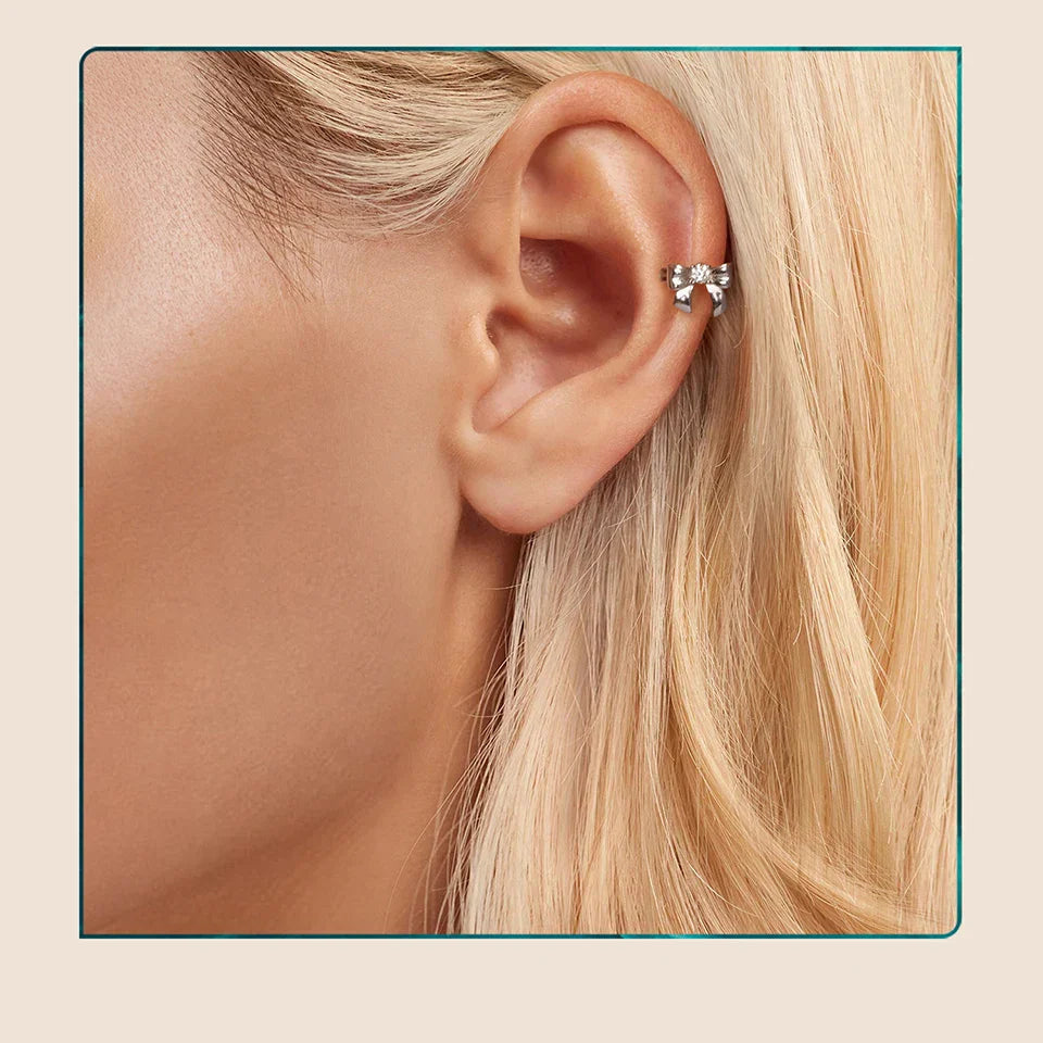 Moissanite Bowknot Stud Earrings S925 Silver Clip-On Wedding Engagement Gift BandsCo Straps