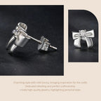 Moissanite Bowknot Stud Earrings S925 Silver Clip-On Wedding Engagement Gift BandsCo Straps