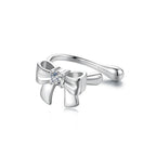 Moissanite Bowknot Stud Earrings S925 Silver Clip-On Wedding Engagement Gift BandsCo Straps