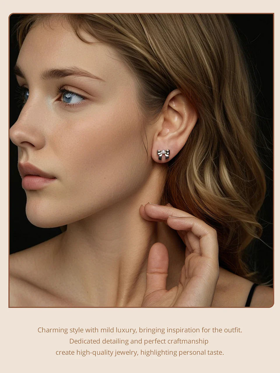 Moissanite Bowknot Stud Earrings S925 Silver Clip-On Wedding Engagement Gift BandsCo Straps