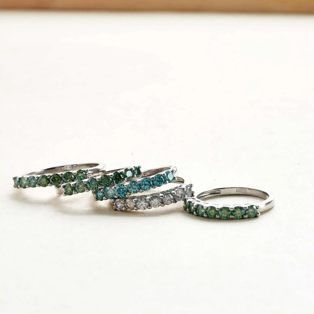 4.5ct Moissanite 925 Sterling Silver Bridal Jewelry Set Ring Necklace Earrings BandsCo Straps