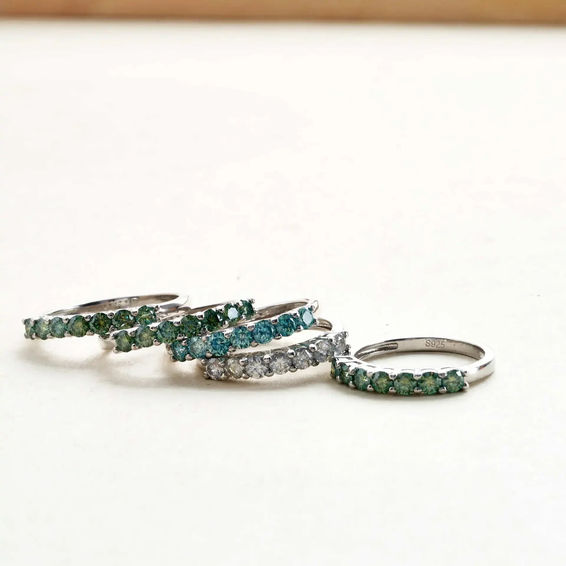 4.5ct Moissanite 925 Sterling Silver Bridal Jewelry Set Ring Necklace Earrings BandsCo Straps