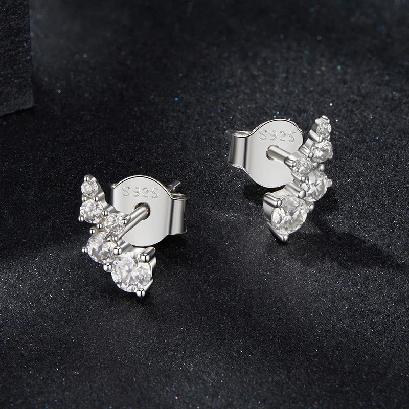 Moissanite Bubble Stud Earrings Geometric VVS1 EX 925 Sterling Screw Back BandsCo Straps