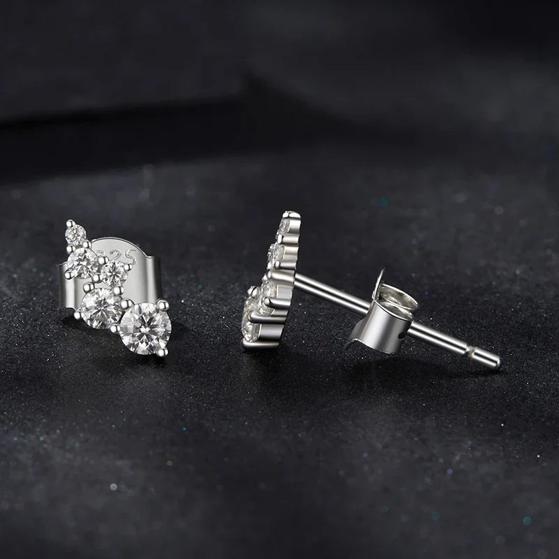 Moissanite Bubble Stud Earrings Geometric VVS1 EX 925 Sterling Screw Back BandsCo Straps