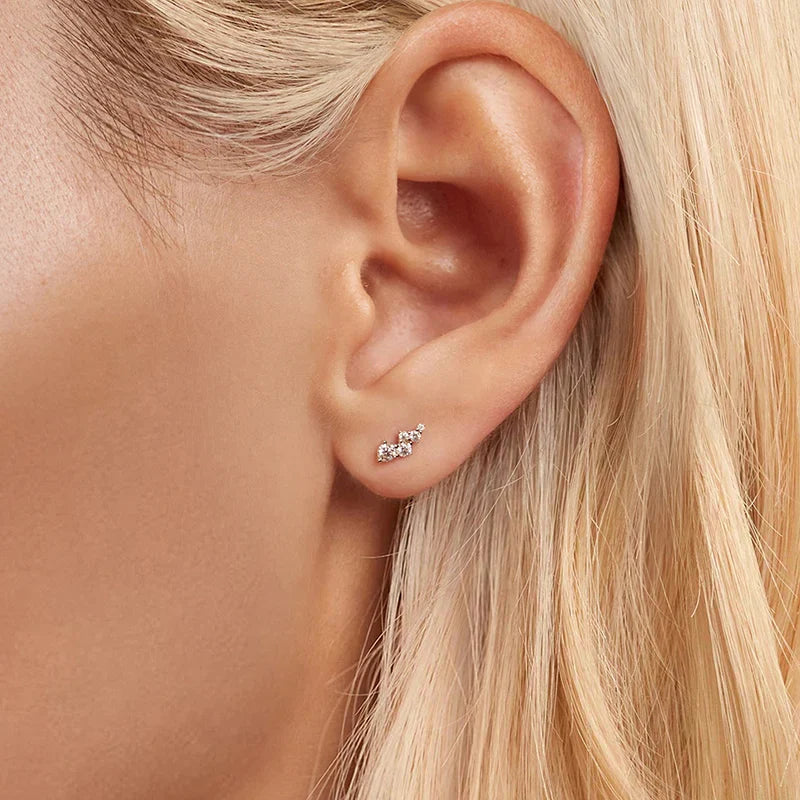 Moissanite Bubble Stud Earrings Geometric VVS1 EX 925 Sterling Screw Back BandsCo Straps