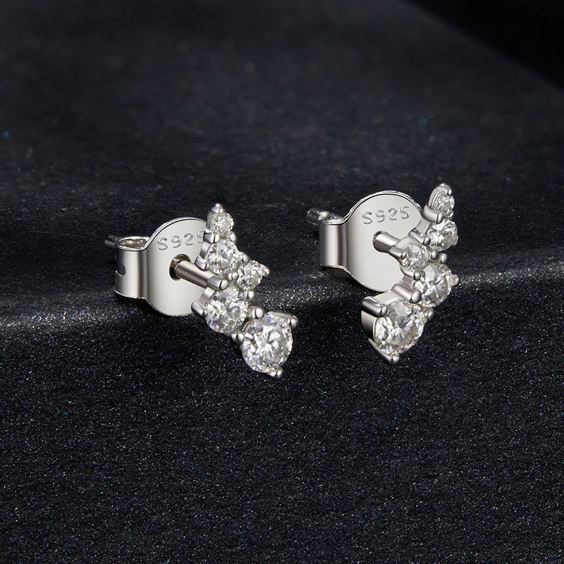 Moissanite Bubble Stud Earrings Geometric VVS1 EX 925 Sterling Screw Back BandsCo Straps