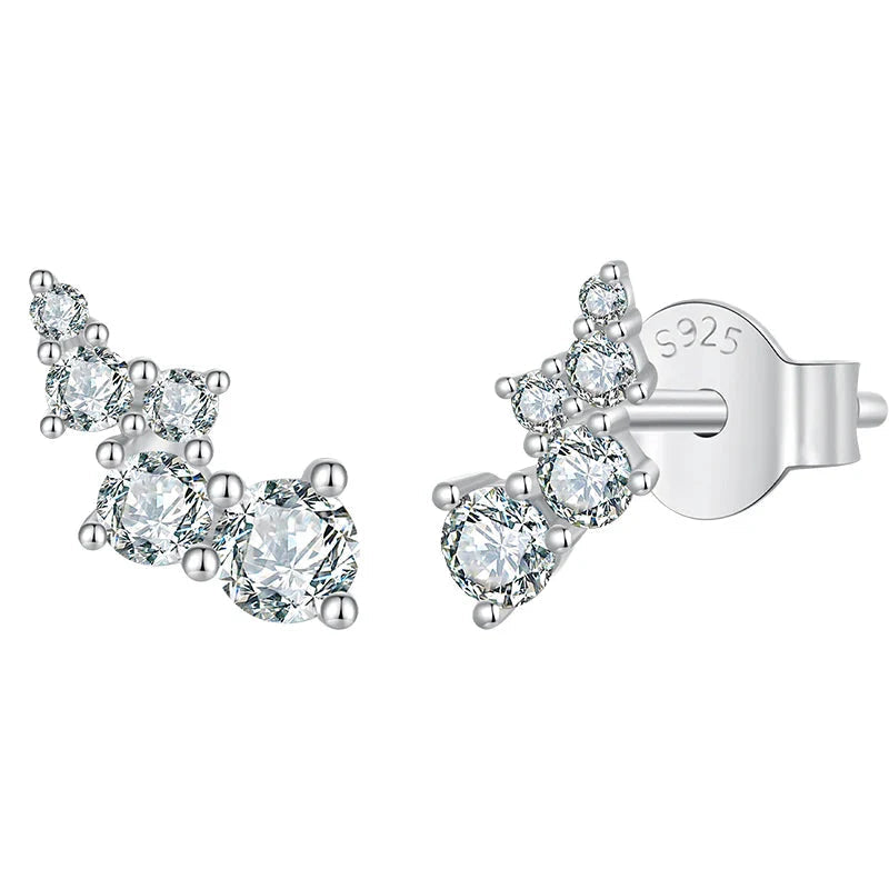 Moissanite Bubble Stud Earrings Geometric VVS1 EX 925 Sterling Screw Back BandsCo Straps