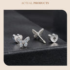 Moissanite Butterfly Clover Stud Earrings 925 Silver Diamond Cut Wedding Gift BandsCo Straps