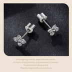 Moissanite Butterfly Clover Stud Earrings 925 Silver Diamond Cut Wedding Gift BandsCo Straps
