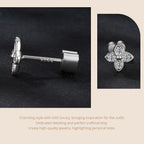Moissanite Butterfly Clover Stud Earrings 925 Silver Diamond Cut Wedding Gift BandsCo Straps