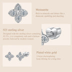 Moissanite Butterfly Clover Stud Earrings 925 Silver Diamond Cut Wedding Gift BandsCo Straps