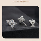 Moissanite Butterfly Clover Stud Earrings 925 Silver Diamond Cut Wedding Gift BandsCo Straps