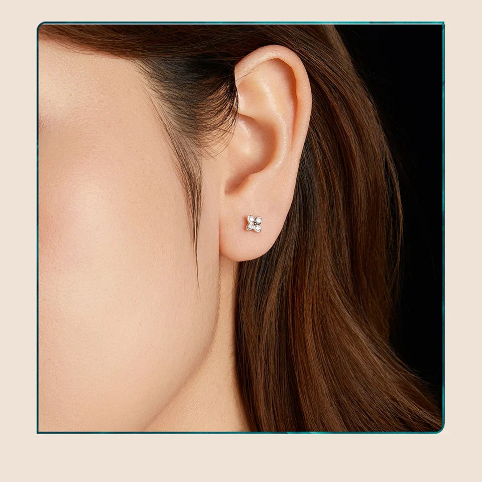 Moissanite Butterfly Clover Stud Earrings 925 Silver Diamond Cut Wedding Gift BandsCo Straps