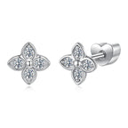 Moissanite Butterfly Clover Stud Earrings 925 Silver Diamond Cut Wedding Gift BandsCo Straps