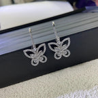 Moissanite Butterfly Drop Earrings 925 Sterling Silver Luxury Sparkling Gift BandsCo Straps
