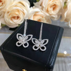Moissanite Butterfly Drop Earrings 925 Sterling Silver Luxury Sparkling Gift BandsCo Straps