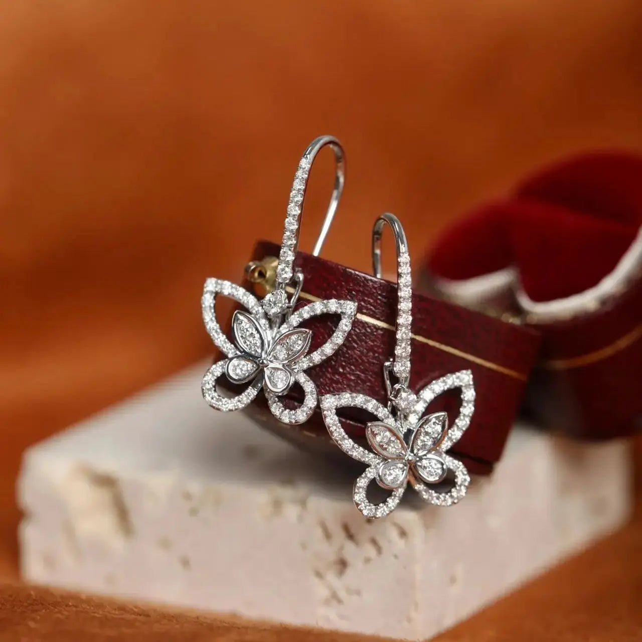 Moissanite Butterfly Drop Earrings 925 Sterling Silver Luxury Sparkling Gift BandsCo Straps