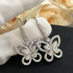 Moissanite Butterfly Drop Earrings 925 Sterling Silver Luxury Sparkling Gift BandsCo Straps
