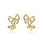 Moissanite Butterfly Stud Earrings 925 Sterling Silver Sparkle Wedding Jewelry BandsCo Straps