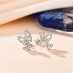 Moissanite Butterfly Stud Earrings 925 Sterling Silver Sparkle Wedding Jewelry BandsCo Straps
