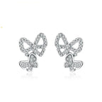 Moissanite Butterfly Stud Earrings 925 Sterling Silver Sparkle Wedding Jewelry BandsCo Straps