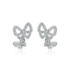 Moissanite Butterfly Stud Earrings 925 Sterling Silver Sparkle Wedding Jewelry BandsCo Straps
