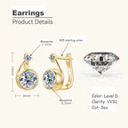 Moissanite Clip Hoop Earrings 925 Sterling Silver D-Color White Round Cut BandsCo Straps